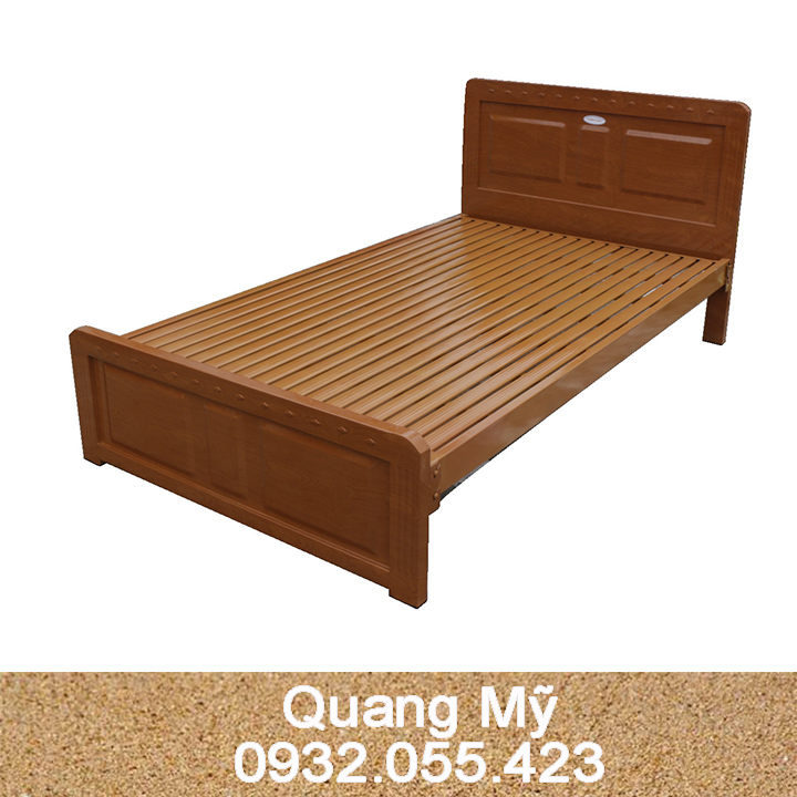 Giường sắt giả gỗ cao cấp rộng 1m2 2m - Quang Mỹ